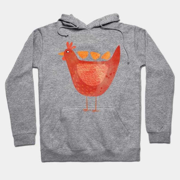 Hen and Chicks Farmyard Art Hoodie by NicSquirrell